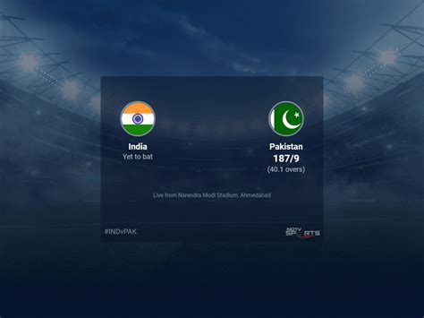 India vs Pakistan live score over Match 12 ODI 36 40 updates .